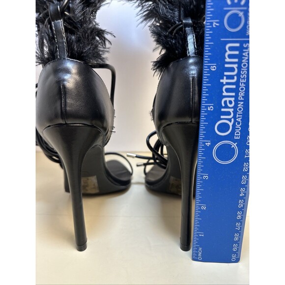 AZALEA WANG CLEASBY FEATHER SANDAL BLACK WRAP Stiletto HEEL Sz 7 New Year's Eve - Picture 5 of 12